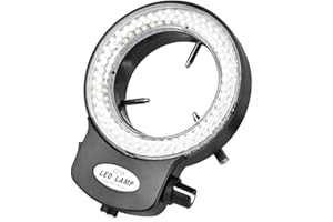 DPOFIRS Lámpara LED de luz de Anillo de 140 Piezas para microscopio estéreo, cámara de microscopio 144 Perlas LED Fuente de luz Brillo Lámpara de Anillo Ajustable, luz de Anillo de microscopio LED(Negro)