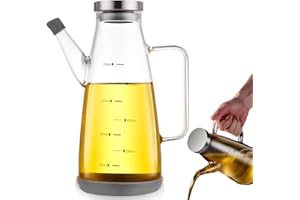 VAILEAL Bouteille d'huile : bouteille d'huile d'olive de 750 ml, bouteille d'huile en verre avec poignée antidérapante, distributeur d'huile avec base en silicone antidérapante, bouteille d'huile d'olive