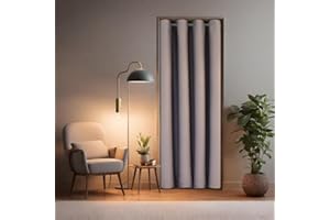 Cozyor Praktisches Set ohne Bohren: 2X Vorhang + 1x Klemmstange + 2X Raffhalter mit Magnet Blickdicht & verdunkelnd, als Raumteiler, Fenster & Tür Silber Beige Thermovorhang 220x135cm