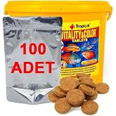 100 Adet Tropical Vitality&amp;Color Tablets Kovadan B&ouml;lme Tablet Balık Yemi