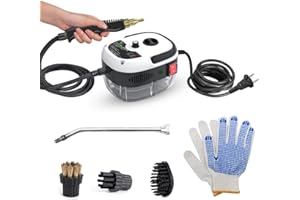 Decdeal Limpiador a vapor portátil portátil de 2500 W Máquina de limpieza a vapor presurizada a alta temperatura con cepillos y guantes para muebles de cocina Coche de baño