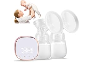 OSKUGLIN Tire Lait Electrique, Tire-lait électrique Double Portable avec 3 Modes et 9 Niveaux, avec Ecran Tactile LED Allaitement Maternel Sans Douleur, Sans BPA, Silencieux (Rose)