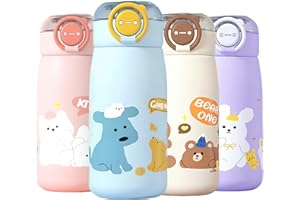 MHwan Borraccia Termica Bambini, 470 ml, Robusta, a Prova di Perdite, Borraccia Bambini Termica con Cannuccia per Bevande Calde e Fredde, Senza BPA, Adatta a Bambini e Bambine