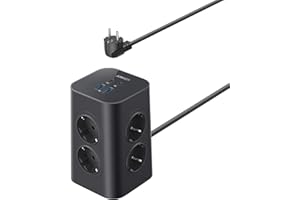 ‎ANKER Anker listwa zasilająca 8 gniazd + 4 USB, 20W USB-C szybkie ładowanie, ochrona przepięciowa, wyłącznik, 2 m kabel, do biura, domu, gamingu