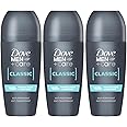 Dove Men+Care Roll On Classic 48 Hours Sweat and Odour Protection with Long Lasting Fresh and Clean Fragrance Antiperspirant Travel Size Deodorant, 50ml Pack of 3