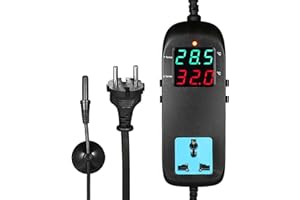 Controlador de Temperatura Digital KKnoon Termostato Digital con Pantalla LED Electrónica para Cultivo de Temperatura (90 V, 250 V)