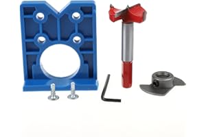 KADIMENDIUM Kit de Plantilla de Bisagra de 35mm, Broca Perforadora de Bisagra, Localizador de Guía de Taladro, Abridor de Agujeros para Carpintería, Plantilla de Orificio Perforador Y Broca para Puerta de Armario