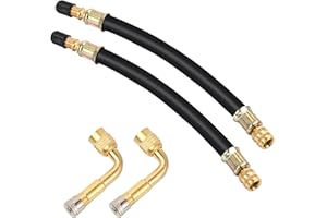 Zsanhua Tire Valve Extension 2 Pieces 180 mm, Flexible Valve Stem Extenders with 2 Pieces 90 Degree Brass Tire Valve Extension Adaptor Compatible for Cars Truck Motorcycle Bike Scooter