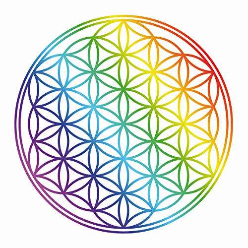 Wandtattoo Blume des Lebens Regenbogenfarbe, Größe: 70cm x 70cm - 4