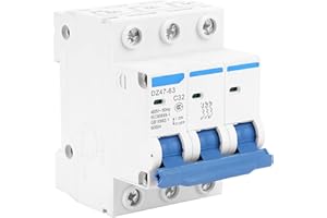 Honiwu Leckage-Leistungsschalter, AC Leitungsschutzschalter, DZ47‑63 3P 32A 400V Stromschutzschalter, AC Sicherungsautomat, Luftschalter Leistungsschalter Schutz vor Kurzschluss bei Überstrom