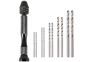 Mandouer Hand Drill Bit Set with Precision Black Pin Vise, 10pcs 1.0-3.0mm Small Drill Bits for Craft, Resin, Jewellery Making, DIY, Model