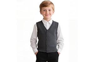 Yanmucy Boys Girls Knitted Vest V-Neck Sleeveless Knitwear Sweater School Uniform Matching Shirt Jumper Cardigan for Kids Aged 5-14 Years