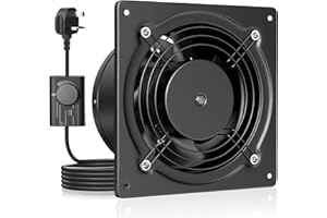 HG Power 150mm Kitchen Extractor Fan 525m³/h | Quiet Wall Ventilation Fan with Speed Controller, UK Plug, Exhaust Fan with Backdraft Damper for Bathroom, Kitchen, Garage – Black