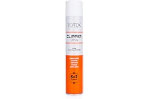 Totex Clipper Spray 400ml – 5-in-1 Lubricates, Cleans, Disinfects, Cools & Anti-Rust | Disinfectant Spray for Hair Clippers, Trimmers, Electric Shavers, Barber Use