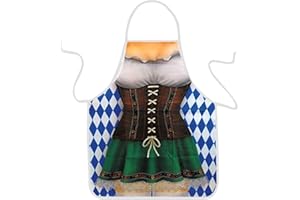 VemeFufu Oktoberfest, Christmas, Beer Festival Apron - Red, One Size Fits All - Waist, Novelty, Cartoon - Adults, Social Event Enthusiasts - Kitchen/Cooking