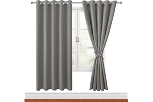 Hiasan Verdunklungsvorhänge Gardinen mit Ösen,Grau Blickdicht Vorhänge,2 Stück,167 x 183 cm (Breite x Höhe),weiche Schiebevorhänge für Schlafzimmer,Wohnzimmer usw.