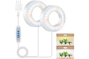 Kullsinss Ceiling Grow Lights for Indoor Plants, 5000K 96 LEDs Full Spectrum Plant Grow Light with 6/12/16H Timer, 3 Color Modes, 5 Brightness Under Cabinet Growing Lamp for Small Plants (2-Head)