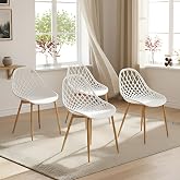 buybyroom Dining Chairs Pack of 4, Modern Dining Chairs with Metal Legs and Ergonomic Backrest, for Dining Room, Kitchen, Mee