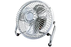 UBOON - Ventilador Mesa Sobremesa y Suelo, para Escritorio de Ordenador, Pc Portatil, Tamaño Compacto, SOPORTE Y ASPAS DE METAL, Metálico, dos tamaños disponibles 6" y 9",