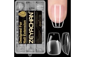 ZEYACHAN 450 Pezzi Tip In Gel Per Unghie Ballerina Corte, 15 Misure Unghie Finte Trasparenti, Semi Smerigliato, Nail Tips Corte, Soft Gel Nail Tips, Tip per Unghie Finte Per La Nail Art Fai-da-te
