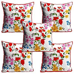 DreamVio Jute Exclusive Decorative Throw/Pillow Covers, Cushion Covers for Living Room, Bed Room, Sofa,Chairs Pack/Set of 5 (Multicolour, Size 12 x 12 Inches)