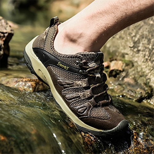 UBFen Herren Sportschuhe Trekking Wanderhalbschuhe Sneakers Outdoorschuhe Wanderschuhe Turnschuhe Casual Schuhe Atmungsaktives Mesh Braun Blau - 8