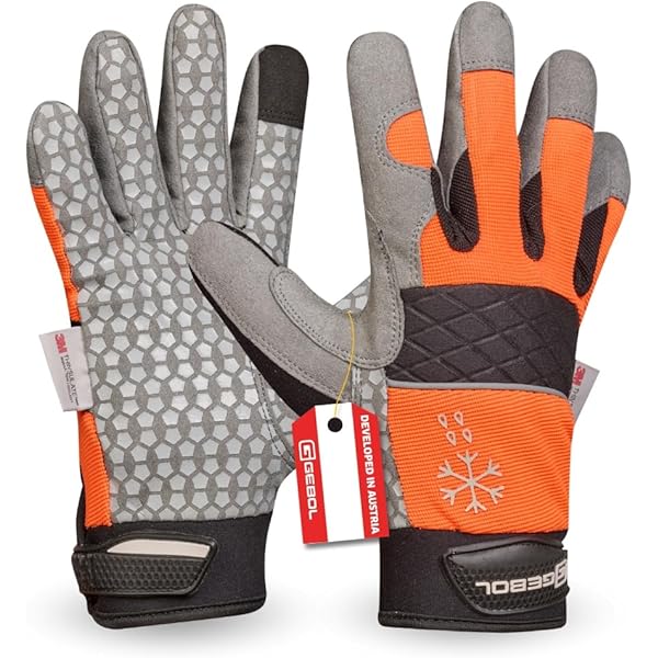 VGO 1 Pair 0℃/32°F Winter Leather Work Gloves, Cold Weather Waterproof