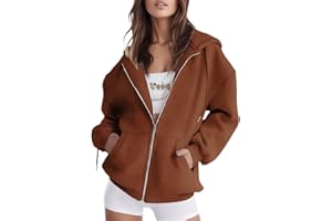 Lidssacde Sweatjacke Damen mit Reißverschluss Kapuzenpullover Oversize Zipper Hoodie mit Kapuze Sweatjacke Lang Pullover Kapuzenjacke Schwarz Trainingsjacke Sport Sweatshirt