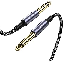 CASCHA Câble Pour Guitare 6.3mm, Longueur 3m, Câble Pour Instrument Professionnel, Jack To Jack Cable D Ampli Pour Guitare Electrique Straight To Angled Jack Noir