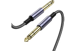 MOSWAG Câble audio stéréo 6.35mm à 6.35mm, câble audio droit 6.35 TRS mâle pour guitare avec tresse en nylon pour guitare électrique, basse, amplificateur, table de mixage, clavier, haut-parleur