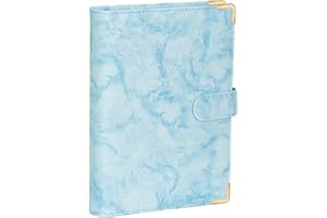 Classycoo Skórzany segregator A5, 6 okrągłych segregatorów, planer na notebooka, segregator A5, segregator A5, do ponownego napełnienia, do papieru A5, niebieski