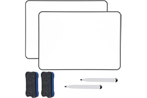 A4 Whiteboard, Hiziwimi 2Pcs 30X21cm Dry Erase Small Whiteboards, A4 White Board Double-Sided with Black Frame, with 2×Marker and 2×Board Eraser, Portable Mini Whiteboard for Drawing and Writing