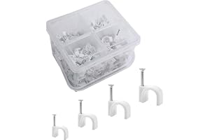 ULABLE Round Cable Clips Assortment 6mm 7mm 8mm 10mm - Pack of 400, with Portable PP Box (White)