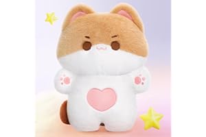 Mewaii Plüschtier 45 cm Braun Katze Kawaii Kuscheltier, Kawaii Katze Plüsch Kuscheltiere Stofftier Cute Plushies Katzen, Spielzeug Geschenk für Kinder Mädchen Jungen