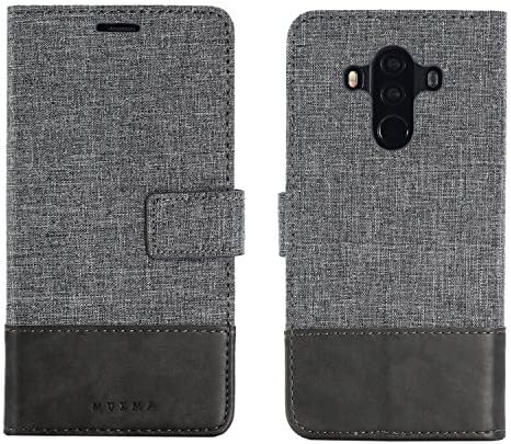 Huawei Mate 10 Pro WALLET CASE Textile fabric Artificial leather bag Protective cover Mobile phone case Business card compartment and stand function (GREY)