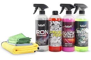FULLCARX Kit Extérieur de Base Nettoyage Voiture avec Accessoires, Nettoyant Jantes Décontaminant Ferreux Shampoing Snow Foam pH Neutre Cire Quick Detailer Vitre Produit Lavage Detailing Professionnel
