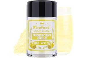 Edible Glitter for Drinks - Kicofood 5g Edible Lustre Dust Food Grade, Edible Glitter for Cakes Fondant Cream Muffins Chocolates Cocktail (Iridescent Gold)