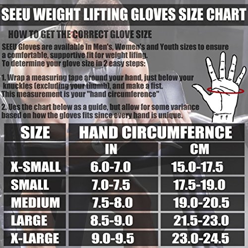 SEEU Herren Trainingshandschuhe mit Handgelenkbandage für Bodybuilding, Crossfit, Krafttraining, 5 Farben, Gr. S bis L - 2