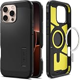 Spigen iPhone 16 Pro Max ile Uyumlu MagSafe Kılıf Tough Armor Mag Fit Stand &ouml;zellikli &Ccedil;ift Katmanlı Zırh Koruma Siyah Kapak -