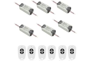 YASORN eMylo Smart Wireless RF Switch DC 12V 1-canal Interruptor de control remoto de 5V-24V RF Módulo de relé de automatización del hogar 433 MHz con dos transmisores 6 paquete