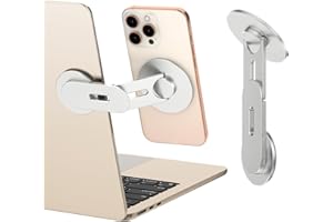 CloudValley Magnetyczny stojak na telefon na laptopa, 3-wymiarowy regulowany uchwyt na kamerę ciągłą, kompatybilny z serią iPhone Mag i wszystkimi telefonami, składany uchwyt do monitora Tesla PC,