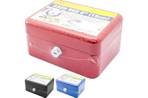 Homespired® Heavy Duty Steel Tin Cash Box Money Box - Locking Petty Cash Safe with Removable Coin Tray - Portable Cash Storage Box - Ideal for market Stalls, Stands, Home etc (6" (15cm))