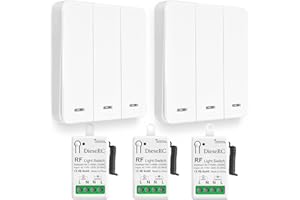 DieseRC Mini Wireless Light Switch Kit 86 Wall Panel RF Safety Switch and 10 Amp Relay receiver controller, No Wiring Easy Install, for Indoor Outdoor Light Lamp