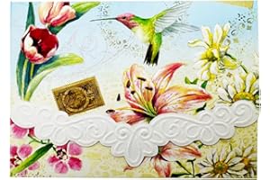 POSTER FOUNDRY Carol Wilson Notizkarten mit Blumenmotiv, 10 geprägte 10 x 12,7 cm große, gestanzte Notizkarten und passende Umschläge, in dekorativer Geschenkbox mit magnetischer Klappe, 3 Stück