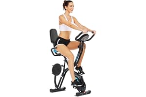 ANCHEER Cyclette Pieghevole con Supporto per Tablet e Sedile Confortevole, Cyclette da Interno con App e 10 Livelli di Resistenza Magnetica Regolabile, capacità di Peso: 265 LB