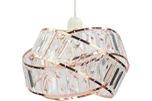 Chi-buy Shiny Ceiling Lamp Shade Modern Polished Chrome and Acrylic Transparent Beads Interwoven Ring Shade Accessories Plastic/Metal Frame Cromi (Rose Gold)