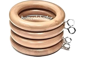 HomeElabador®Anelli per ganci per tende in legno da 38 mm con occhi rivestiti in colore (Legno naturale, 24)