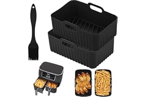 SHUOMAO 3PCS Silicone Liner for Ninja Dual Air Fryer 9,5L AF400UK,Reusable Air Fryer Liner Accessoriesfor Ninja Foodi MAX Dual Zone AF451/AF400UK/AF500UK,Tower,Vortex Air Fryer
