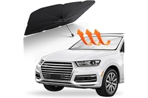 AMBIZION Parasol Coche Delantero, Paraguas Plegable Automatico, para Sol Coche Interior Luna Delantera Automovil, Accesorios Coche, Refrigerante, Proteccion Solar Rayos UV Parabrisas, Protector Solar Coche