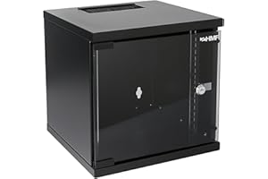 ‎HMF HMF 63406-02 Netzwerkschrank, Serverschrank 10 Zoll | 6 HE | 300 mm Tiefe | Voll montiert | Glastür | Schwarz